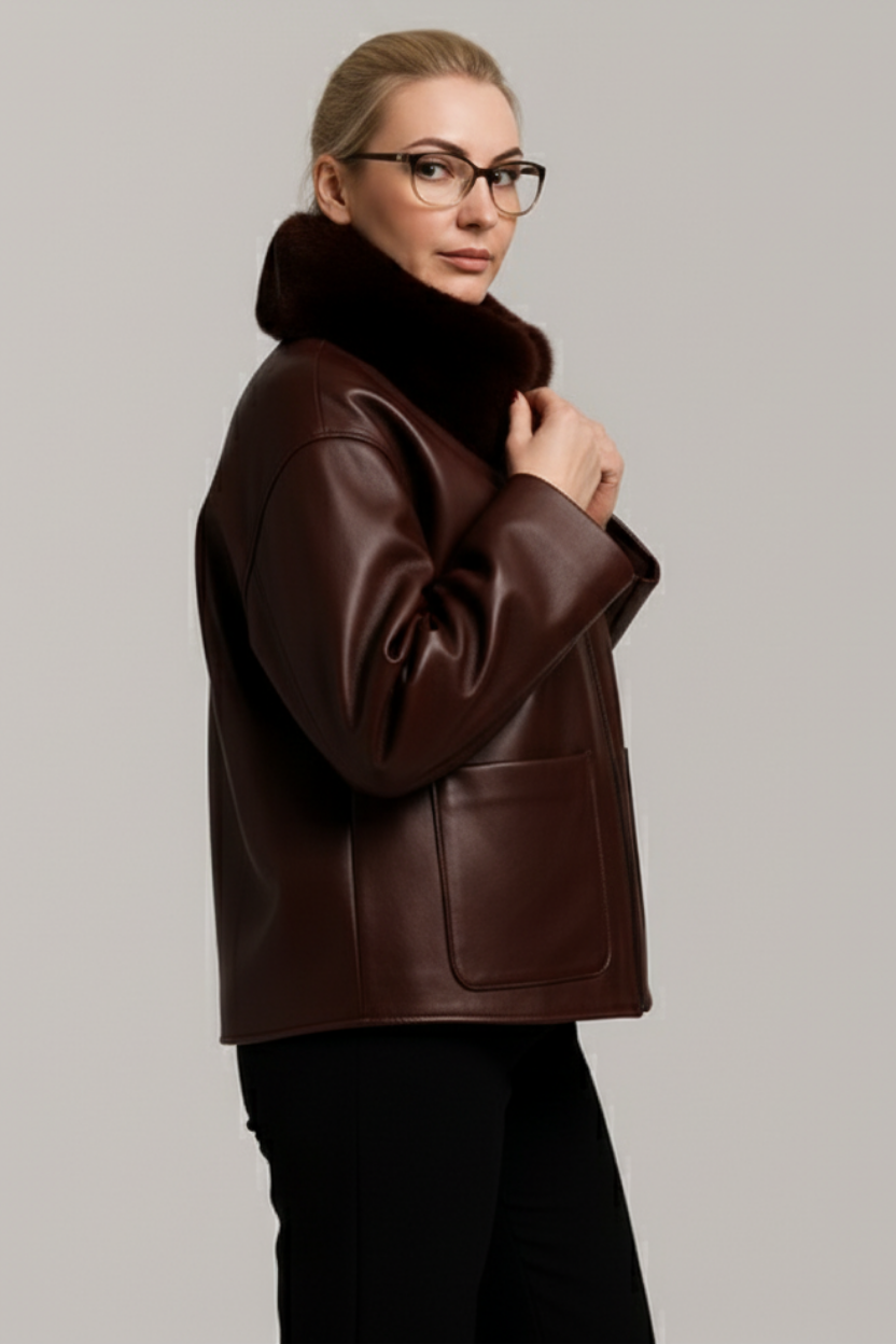 The Velvet Edge Oversized Leather Jacked