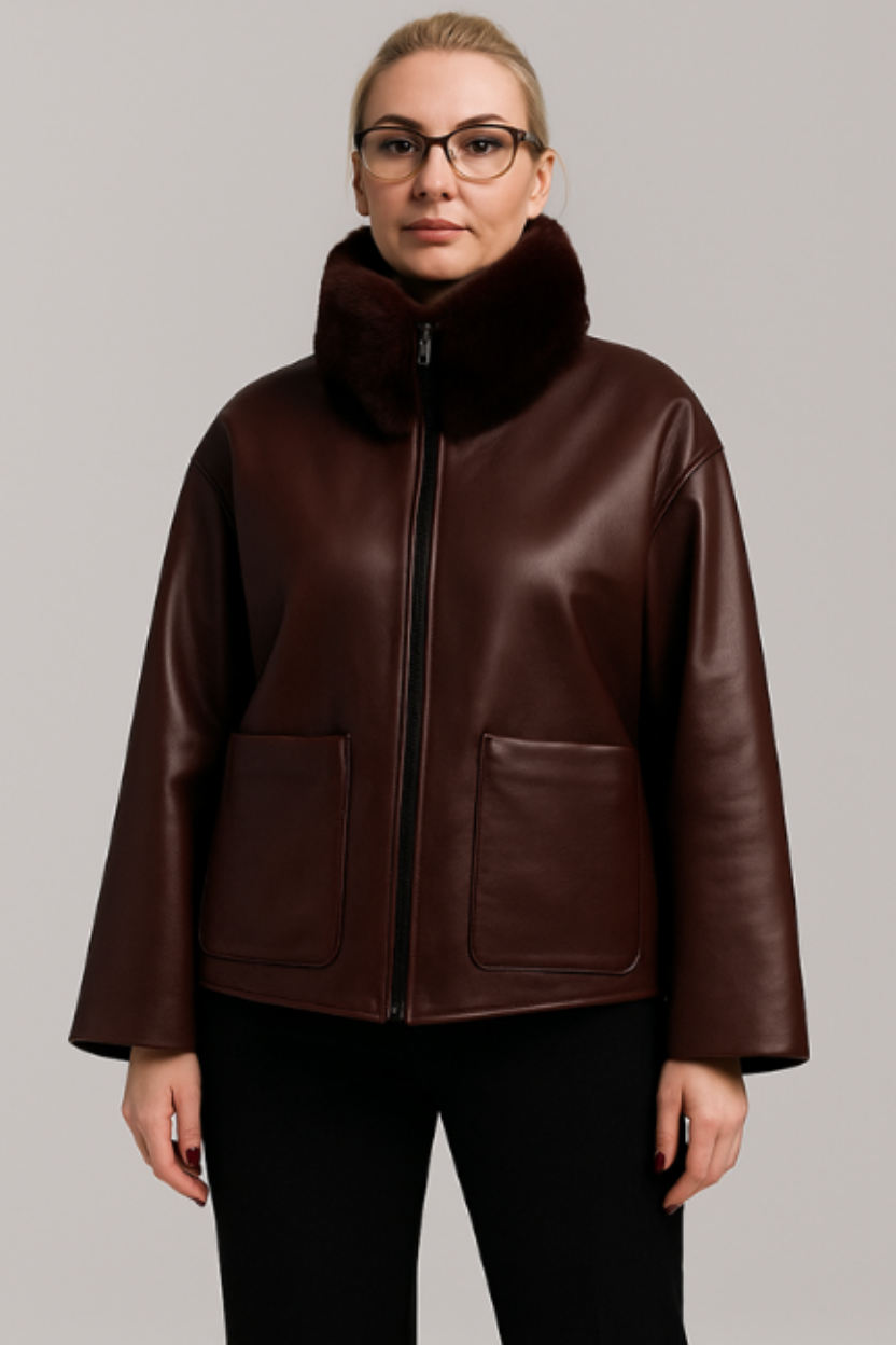 The Velvet Edge Oversized Leather Jacked